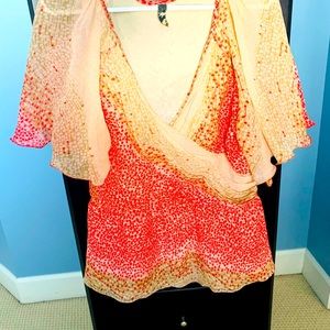 Layered, flutter sleeve top